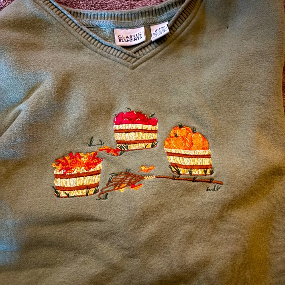 Vintage Classic Elements Fall Embroidered Sweatshirt- Women’s